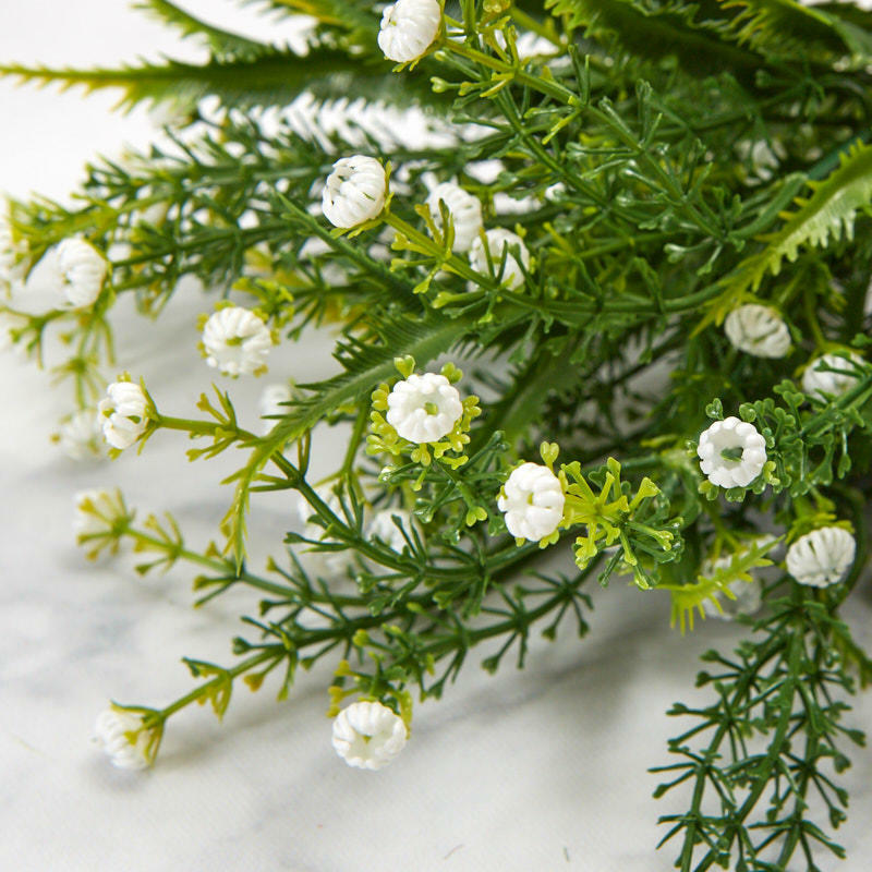 Artificial Bushes of White Mountain Mint | 2 Bushes | For Indoor Decor