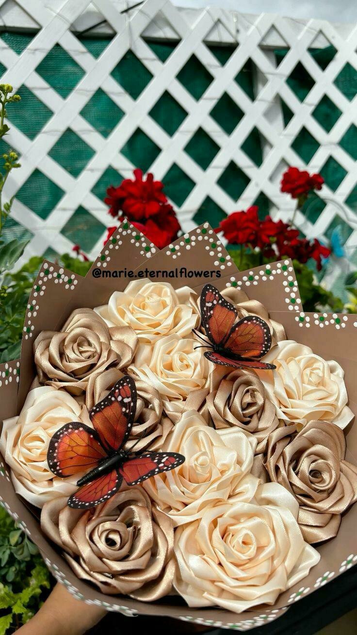Eternal Rose Bouquet 12 Ct Roses Beige & Brown $65 Handmade By Me