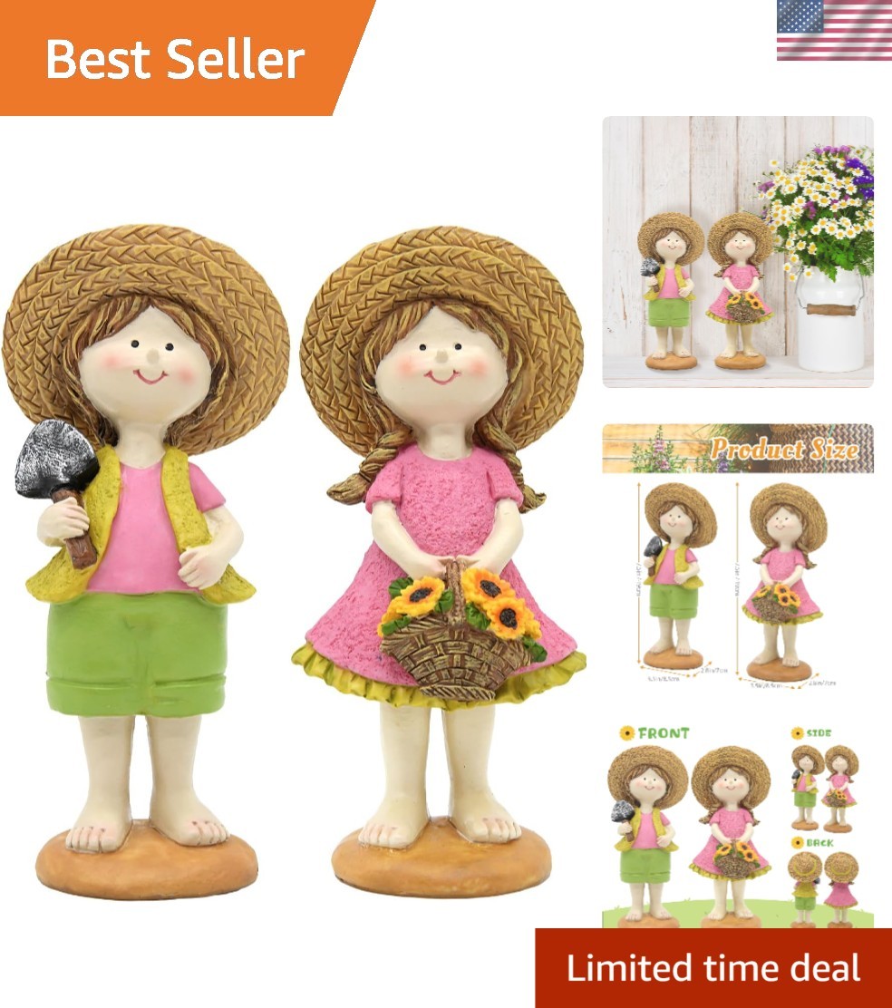 Charming Sunflower Figurines Set of 2 – Resin Garden Statues for Indoor & Out…