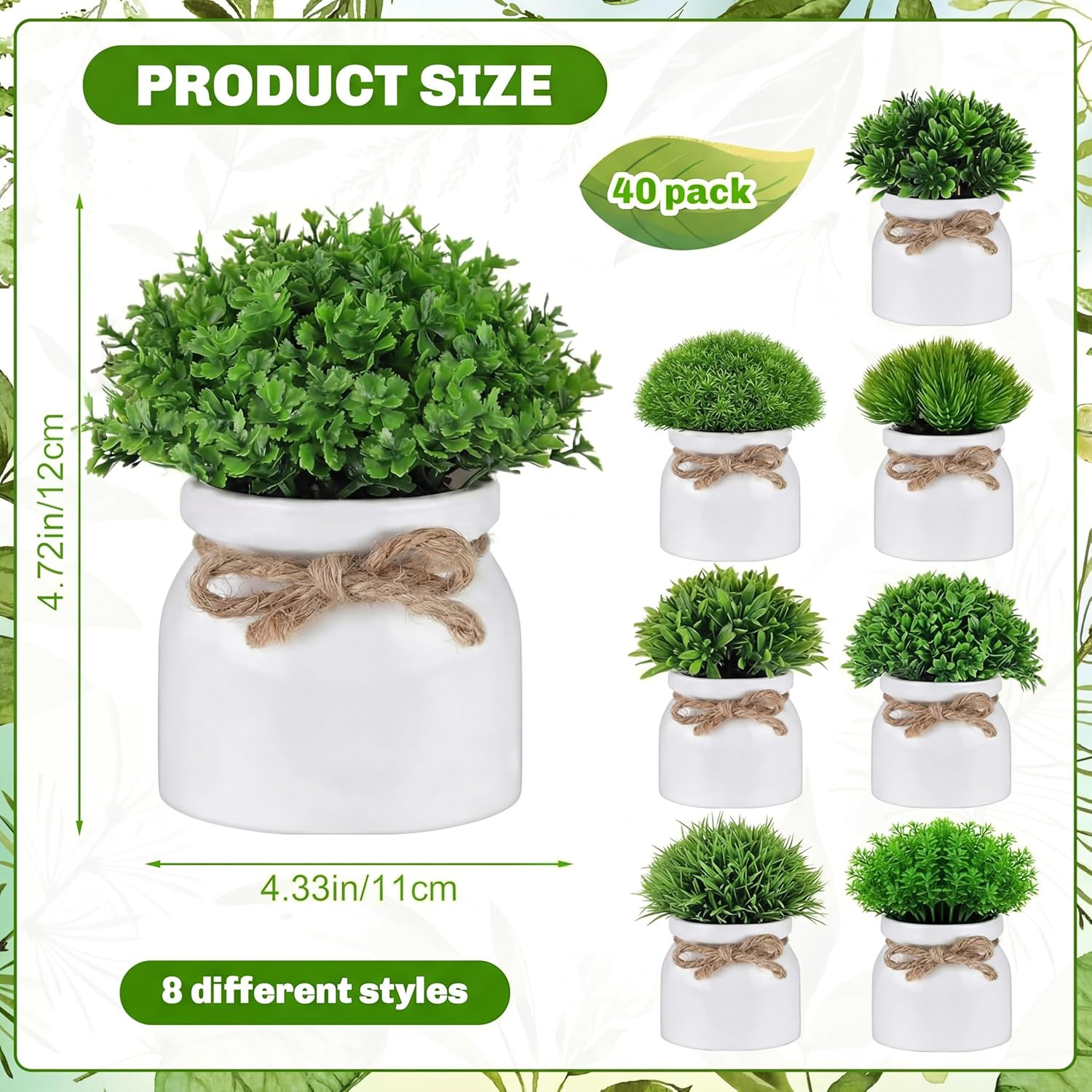 40 Pack Mini Fake Potted Flowers – Perfect for Home, Office, and Weddings