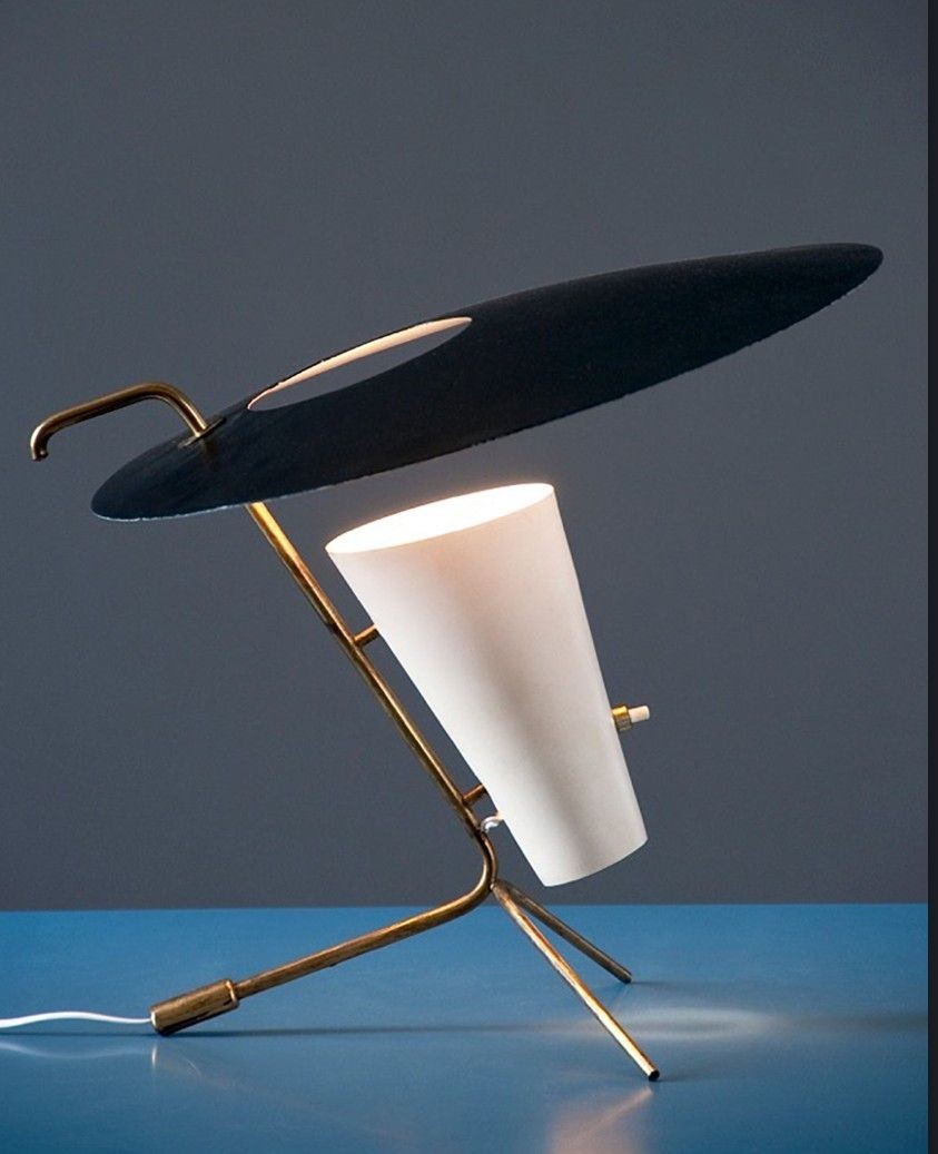 Here’s the information about the G24 table lamp by Pierre Guariche, shown at Gal