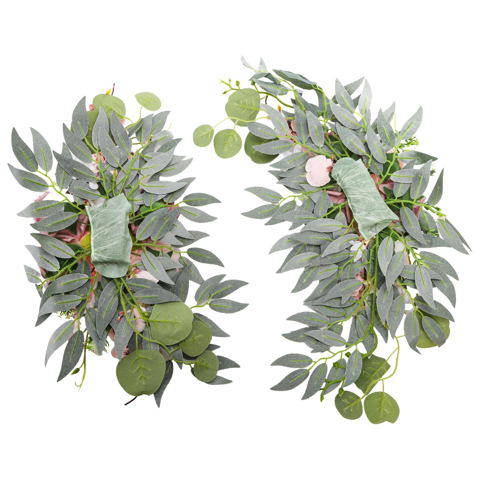 2 PCS Wedding Arch Flowers Artificial Floral Swag Decor PinkWhite Ceremony
