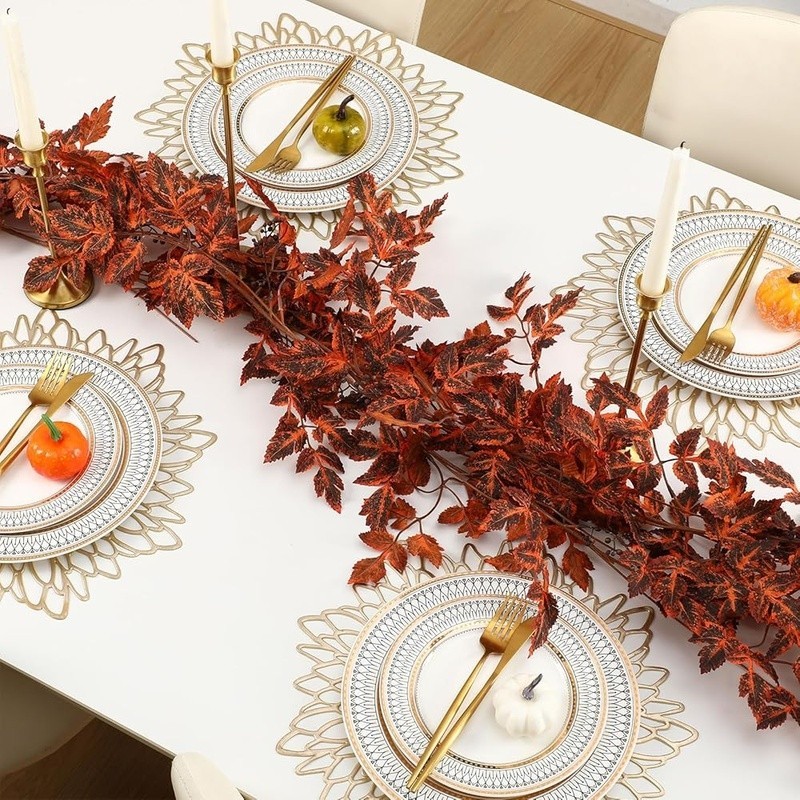Autumn Artificial Garland Set Home Decor Fall Leaves Berries Indoor Outdoor 6ft