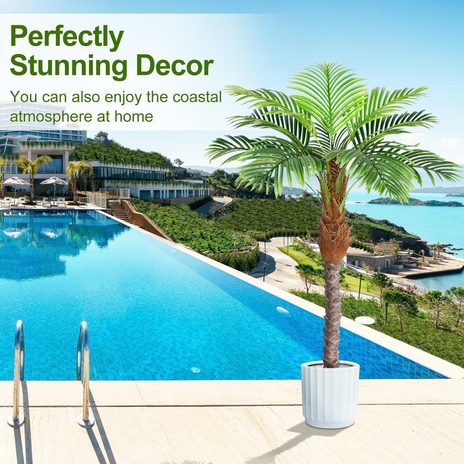 5ft Artificial Phoenix Palm Tree for Outdoor Indoor Decor, Faux Coconut Silk …