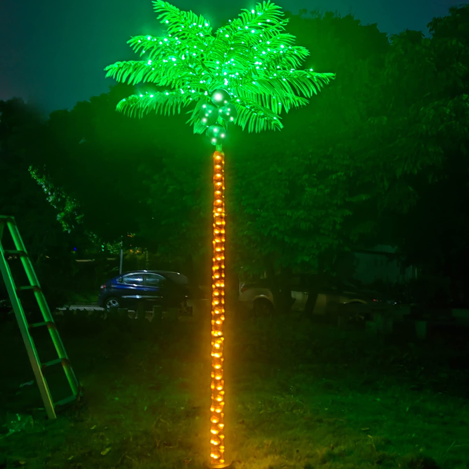 Palm Trees for Outside Patio Decor, 8FT 300LED Lighting Artificial Palm Tree wit