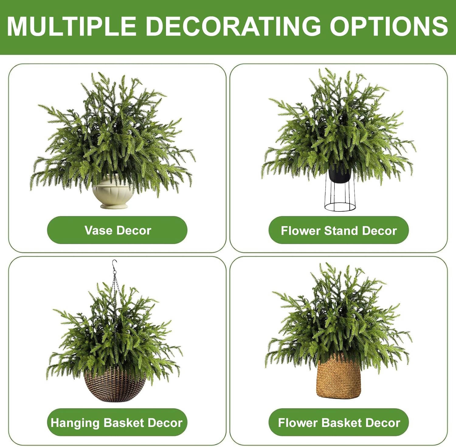 50 Pcs 18″ Real Touch Pine Branches for Christmas Decor & Arrangements