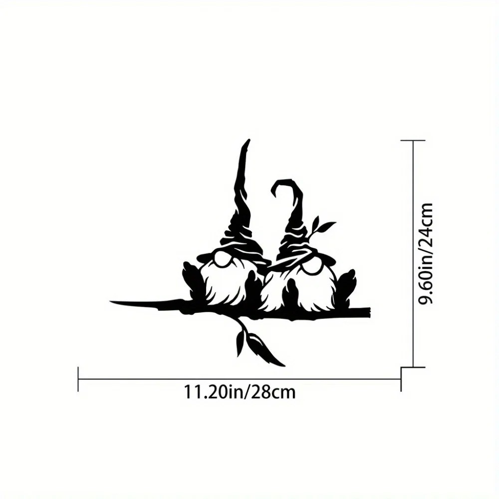 Elf Fungi Twig Metal Garden Wall Sculpture – Enchanting Outdoor Tree Decor Gift