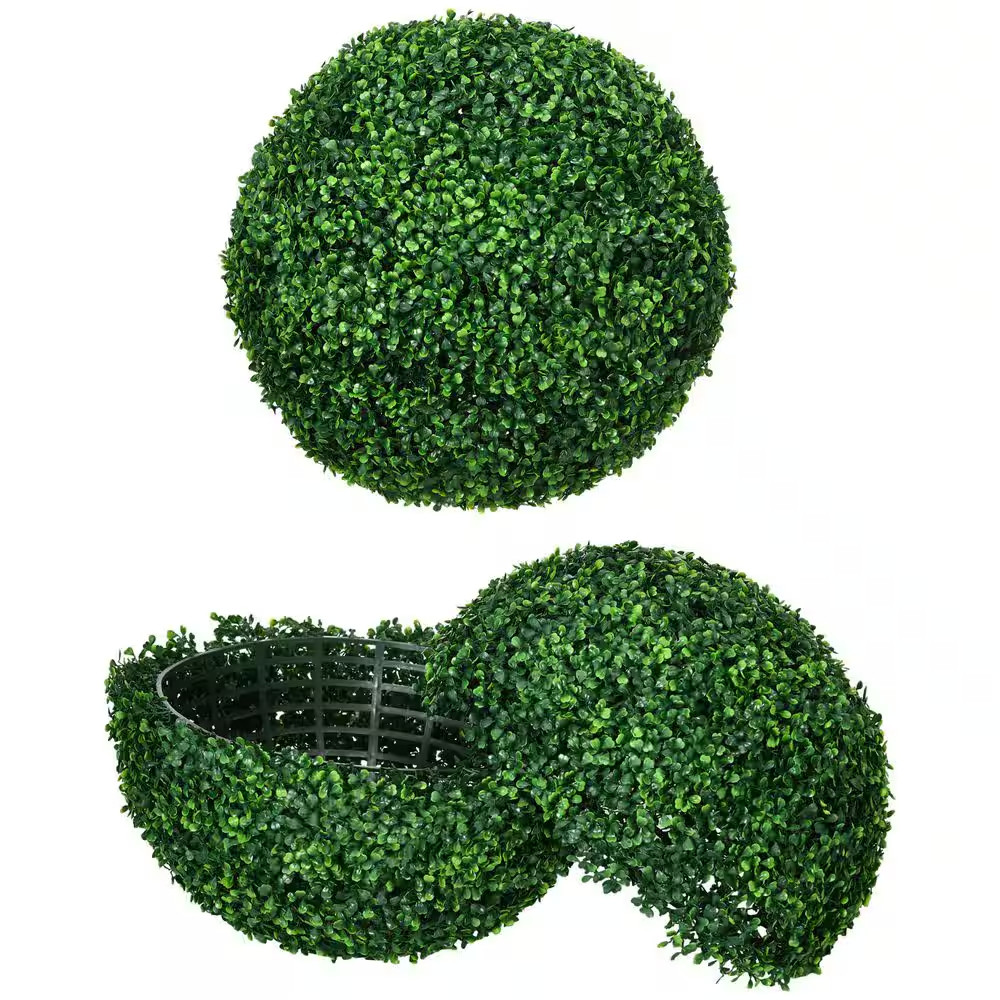 2 Ft. Artificial Ball Boxwood Topiary Trees Balls 2-Pack, Indoor Outdoor Fake Pl