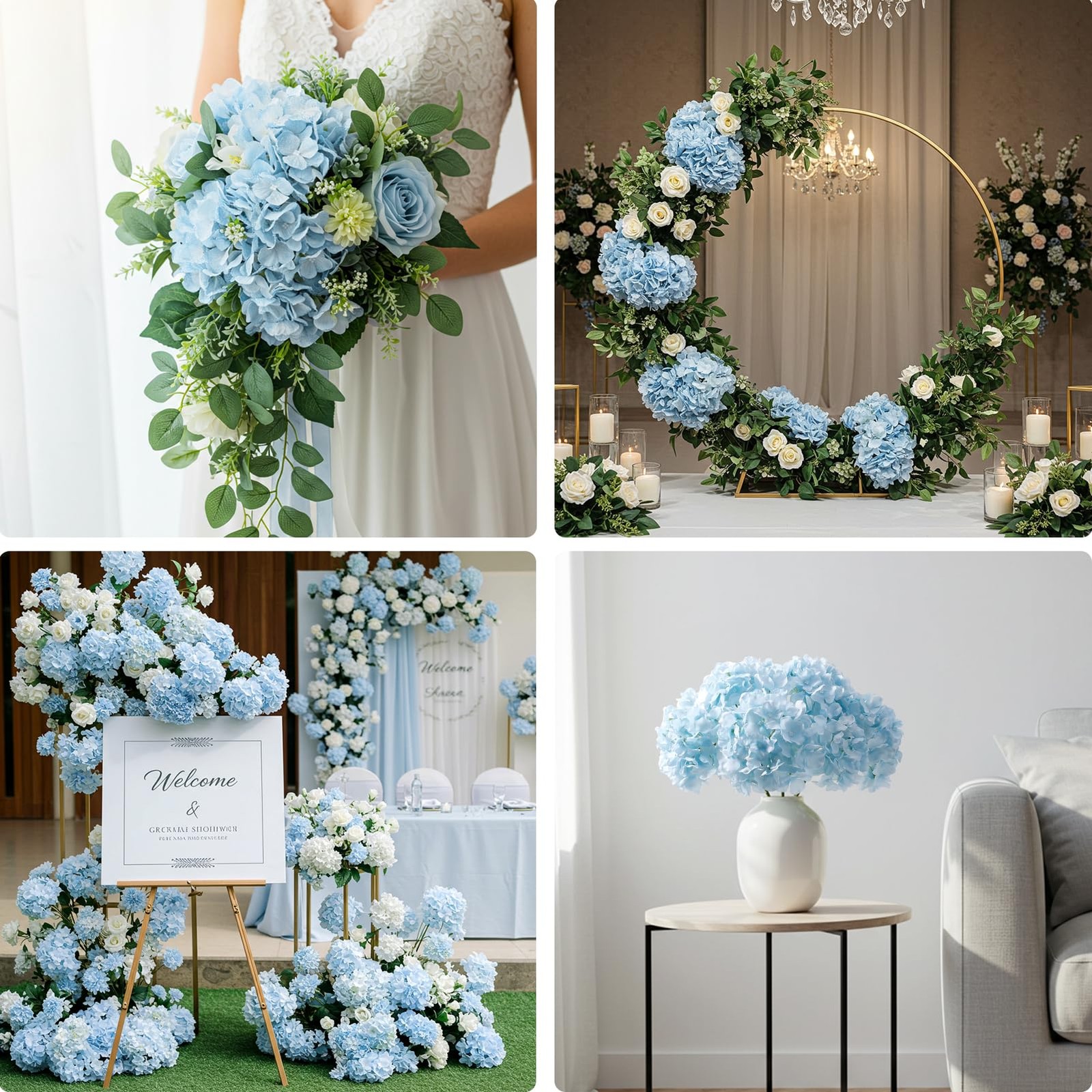 404PCS Hydrangea Artificial Flowers, Silk Artificial Flowers Heads with Stems…