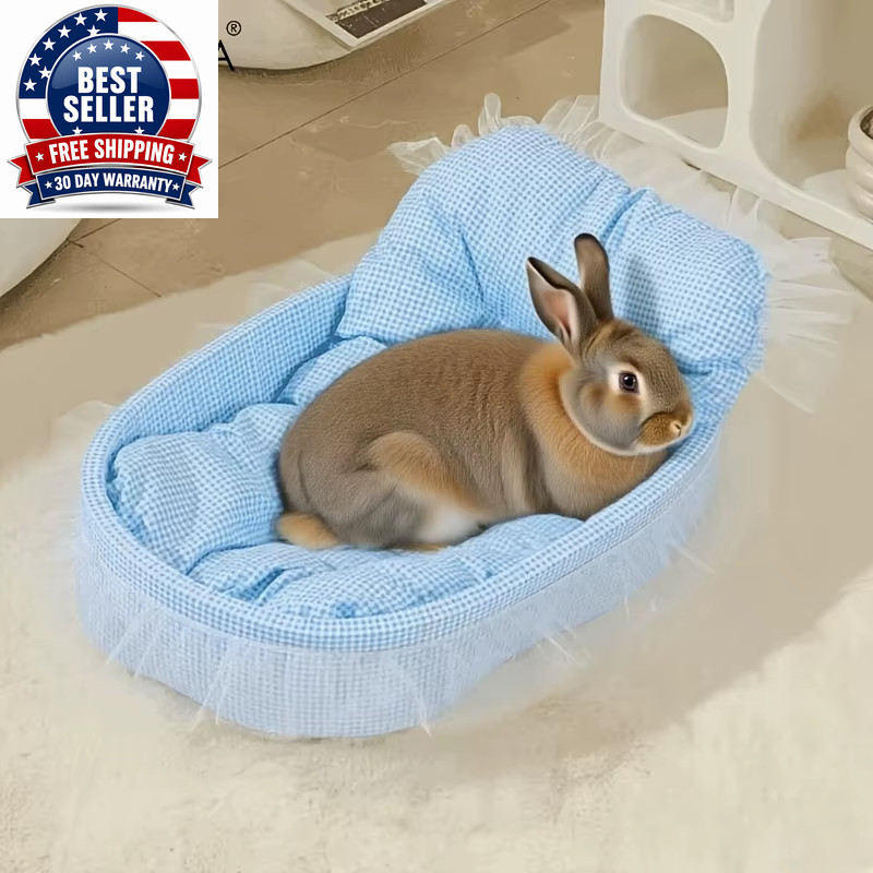 1PCS Soft Cute Bunny Princess Nest – Fluffy Rabbit Bed with Lace Edges, Cozy Plu