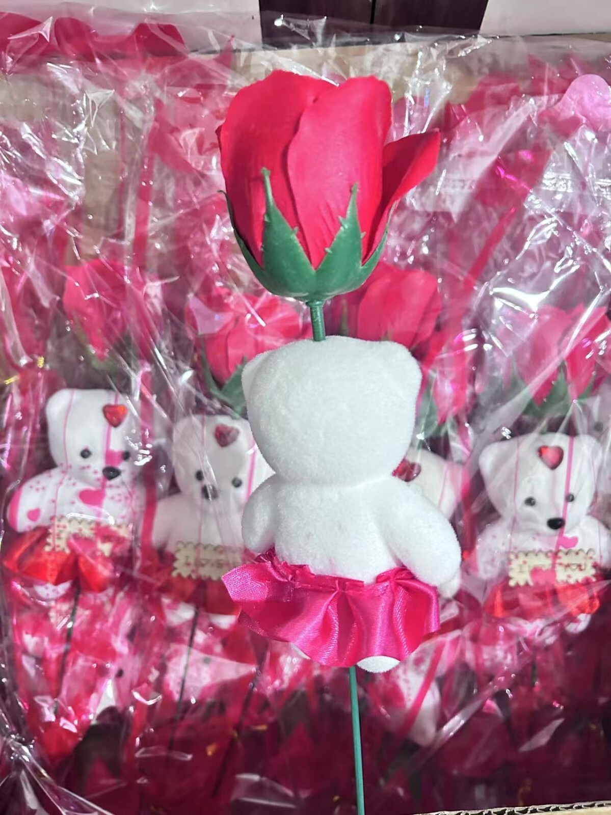 12pks Birthday Gifts Teddy Bear Red Rose flower