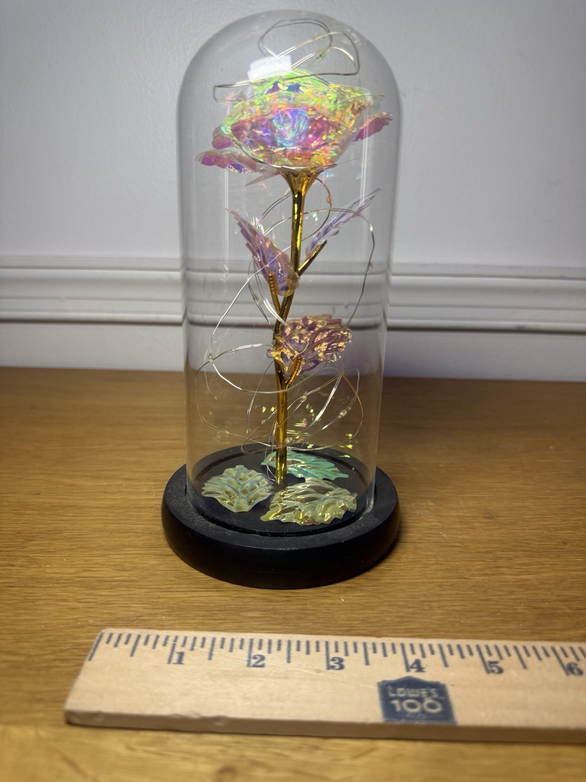 Iridescent Color Changing Flower In Glass Dome