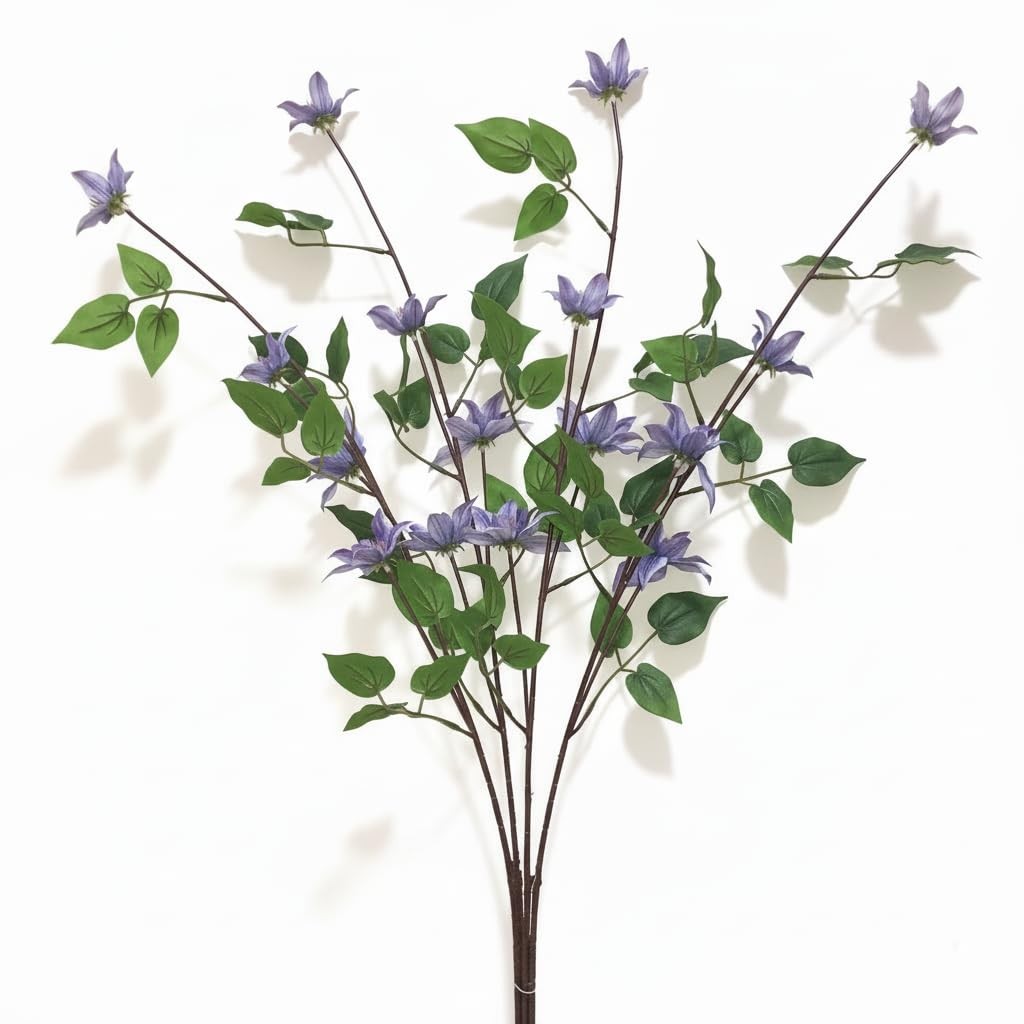 4pcs Artificial Clematis Stems, Blue Purple Flower Branches, 27.5″