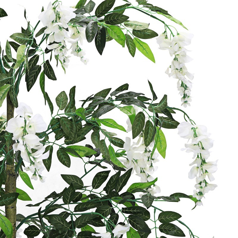 6FT Tall Fake Wisteria Tree with Flowers and Wood Trunk in Pot for Home Office