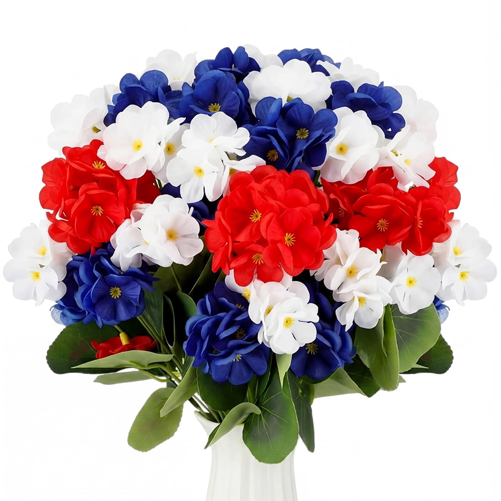 4 Pcs Red White and Blue Artificial Flowers Patriotic Silk Flower 4th of July…