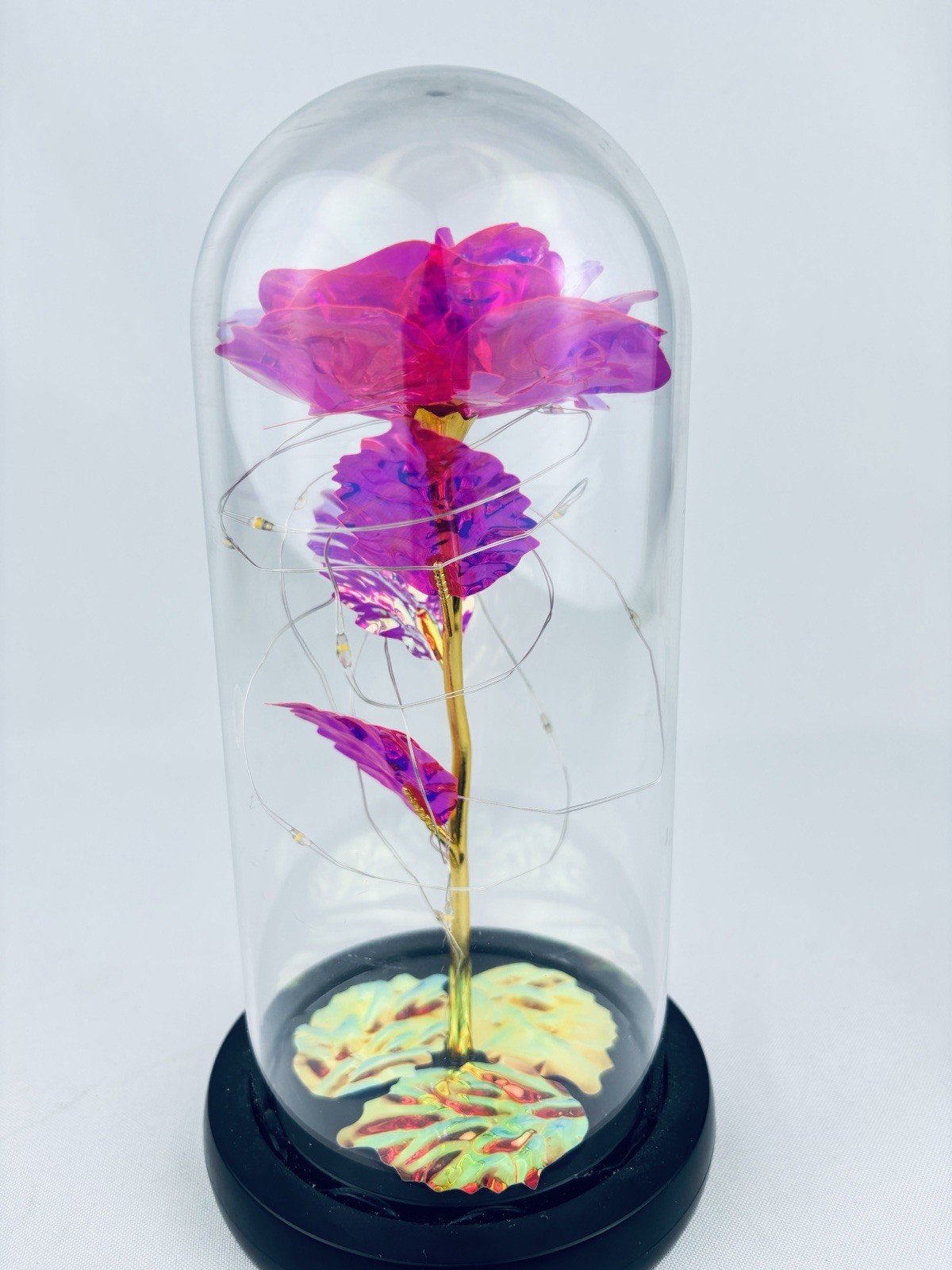 Enchanted Forever Rose Flower In Dome Glass LED Night Light Anniversaries Gift