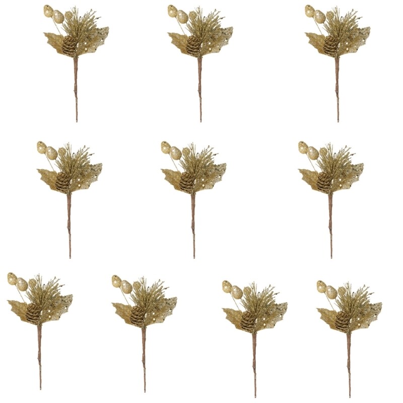 Decorative Gold Berries Sparkling Branch for Christmas Tree Vase Fillers