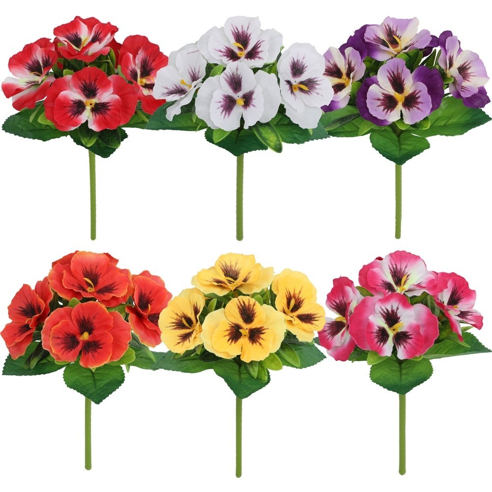 Silk Pansy Flower Bouquet for Wedding Reception Decor Home Wall Display