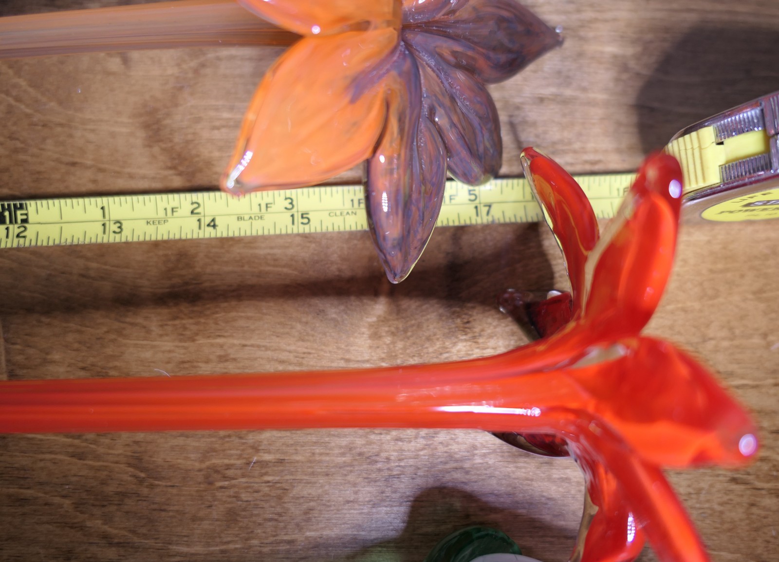 4 Art Glass Flowers Long Stem Czech Republic Royal Gallery Lilies Tulips 18″