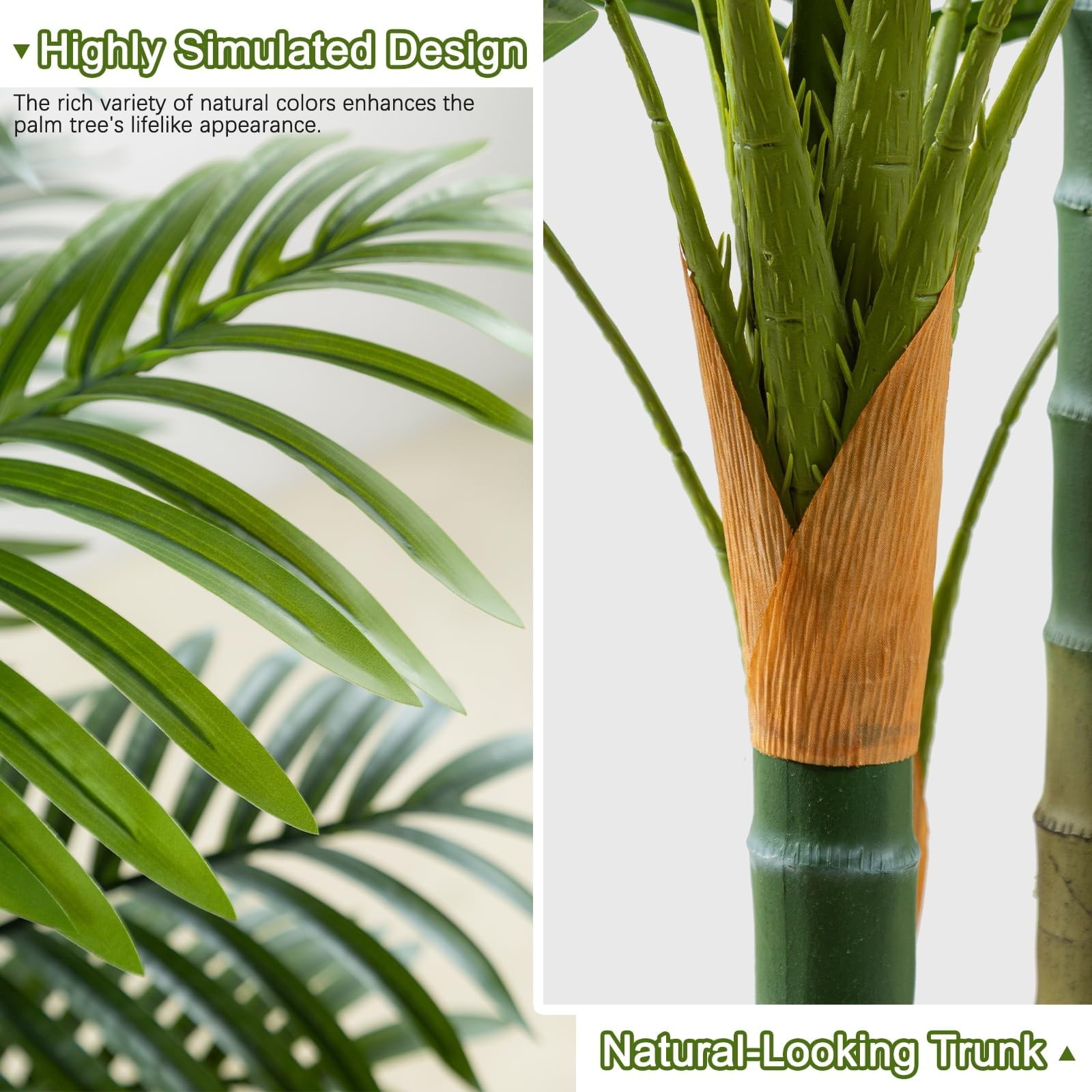 4ft Tall Golden Cane Artificial Tree Palm Outdoor, Large Artificial Plants Ou…