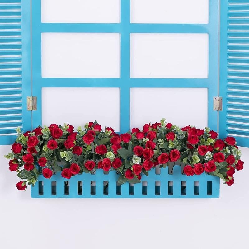 10 Head Artificial Silk Rose Peony Eucalyptus Bouquet Wedding Home Party Decor