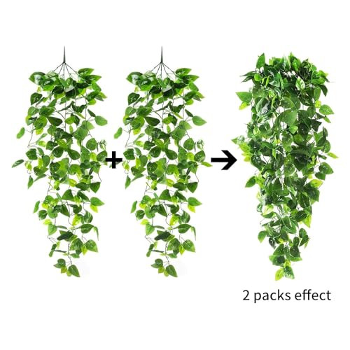 2pcs Fake Hanging Plants 3.6ft Fake Ivy Vine Artificial Ivy Leaves for