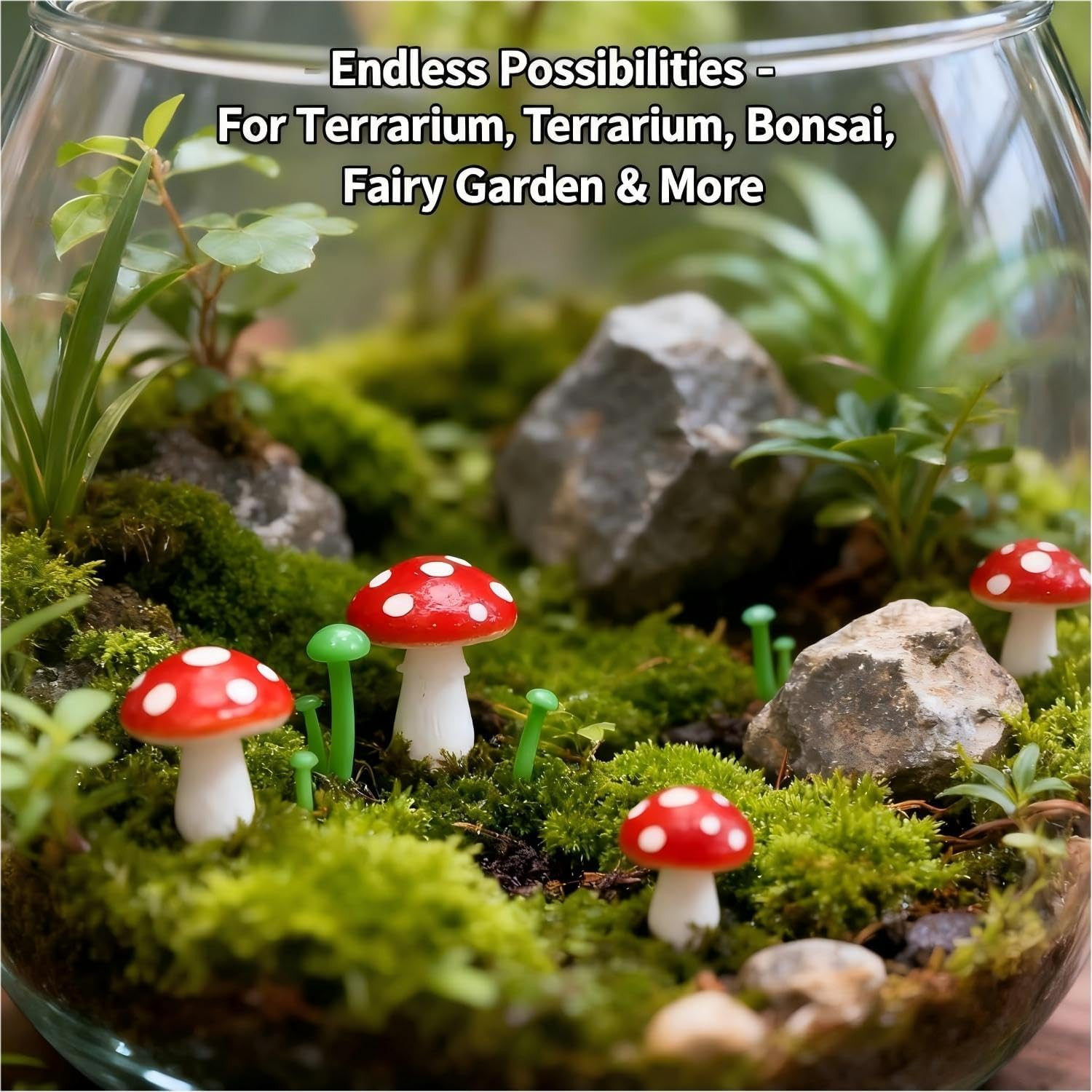 Terrarium Decorations Mushrooms Mini: 100PCS Realistic Moss Accents for Bonsai L