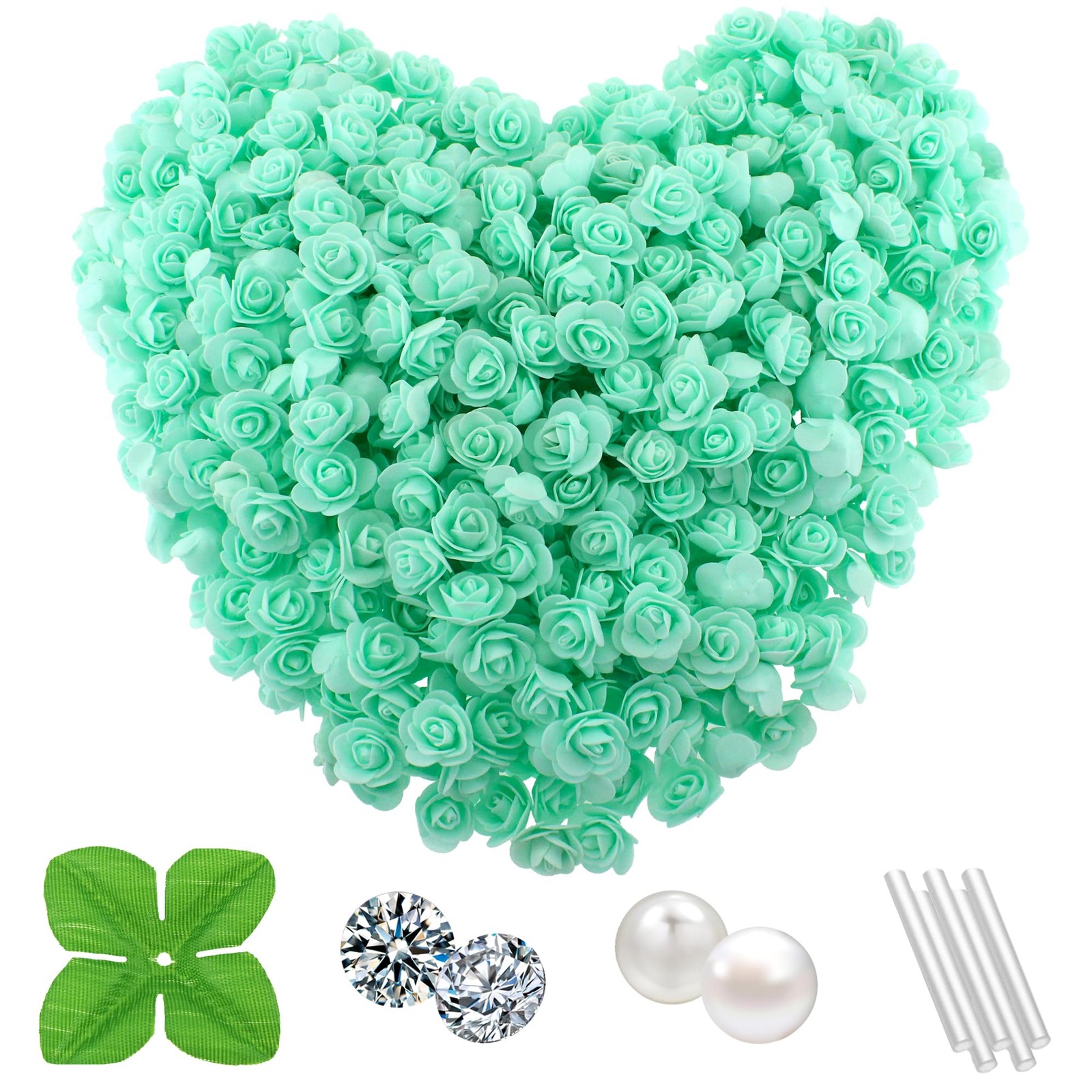 500 Pcs 1.4 Inch Mini Artificial Flowers Head Bulk 5 in 1 Set Faux Foam Fake …