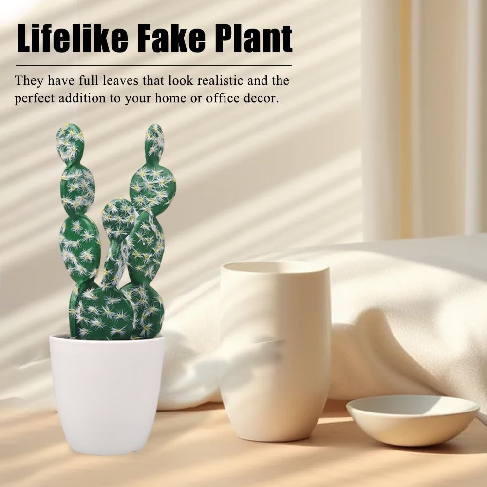 Artificial Cactus Faux Plant,Lifelike Small Fake Plants Succulents Plant,Pott…