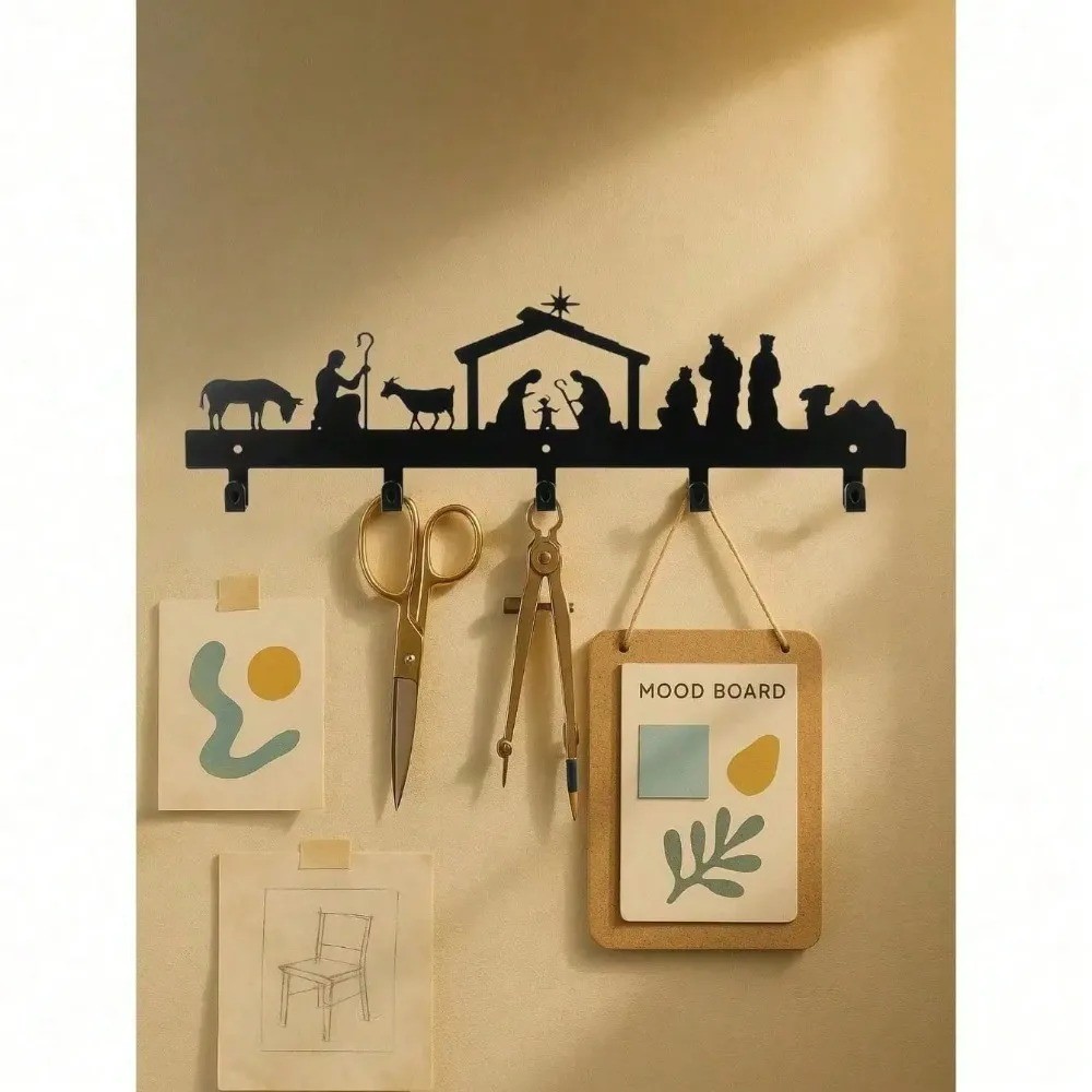 Metal Christmas Stocking Wall Holder with Hooks – Mantel Holiday Decor Gift
