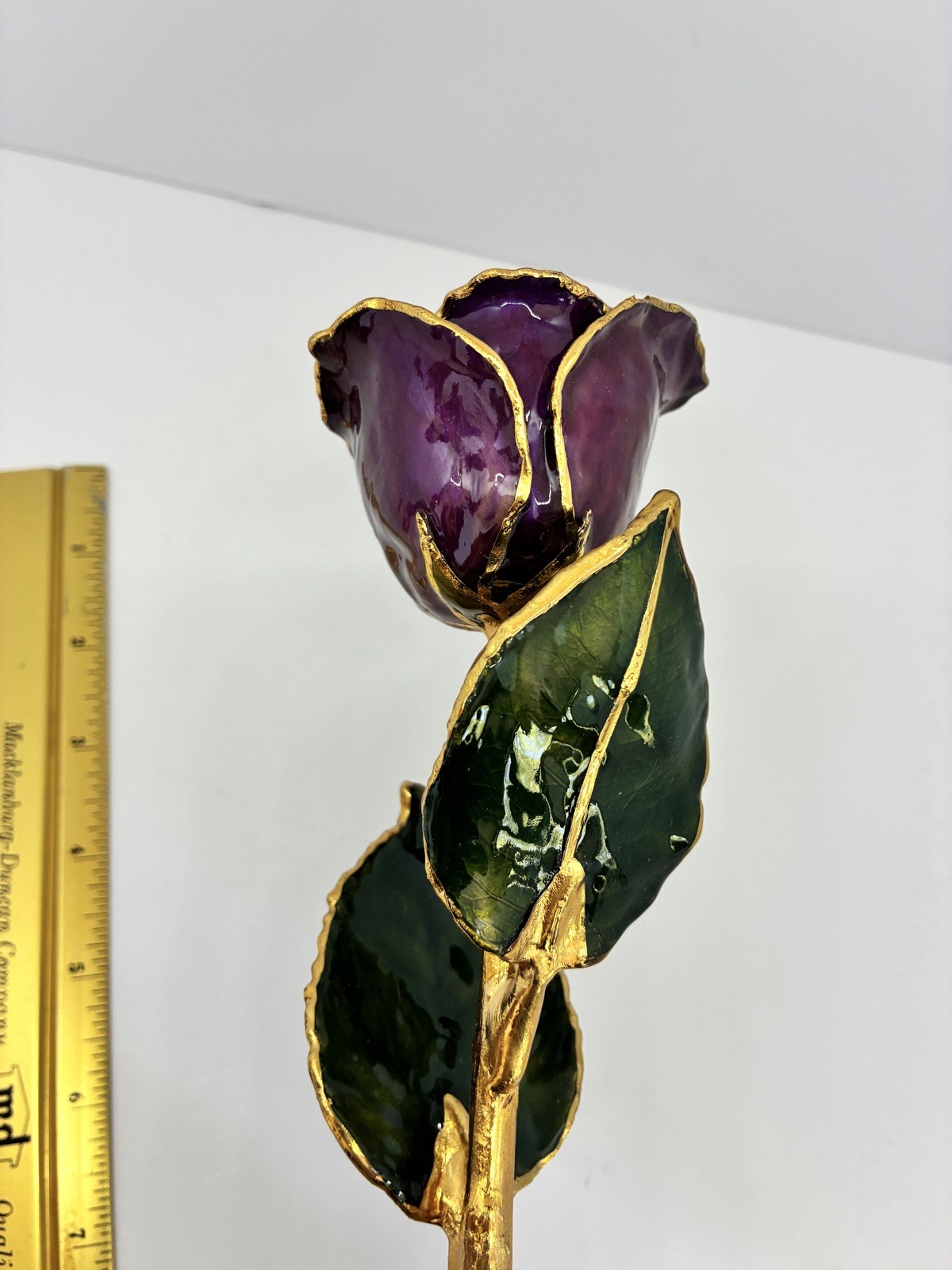 24k Gold Lacquer Dipped Gold Trimmed Purple Real Rose – FREE SHIPPING