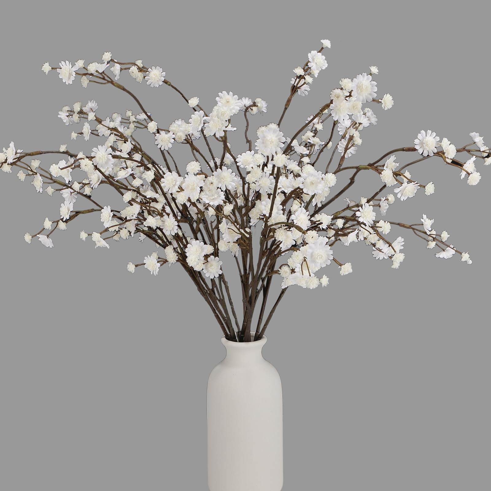 Artificial Baby Breath Flowers, 10 Long Stem White Faux Branches for Tall Vas…