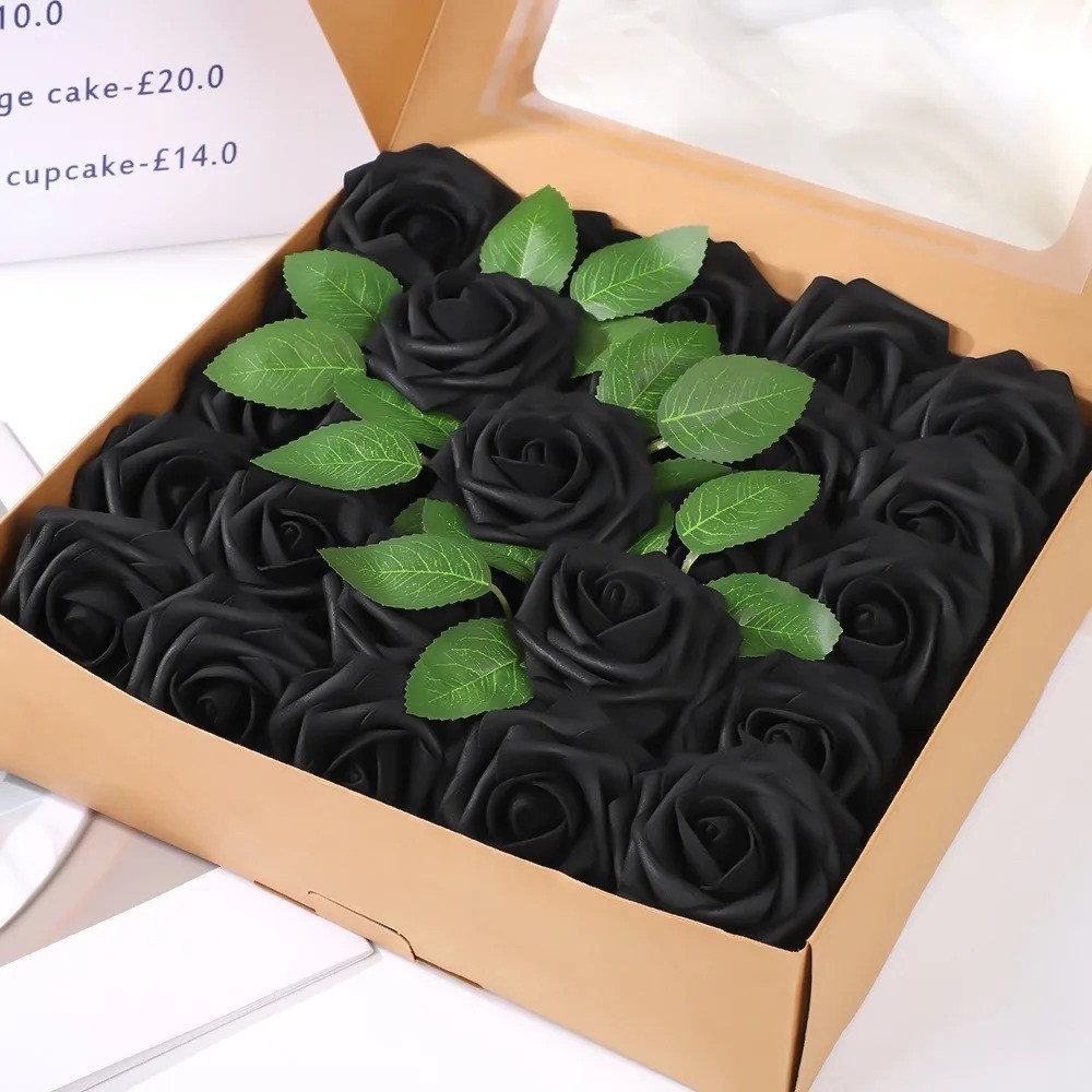 25pcs Artificial Flowers, Fake Flowers Roses W/stem For DIY Wedding Bouquets Cen