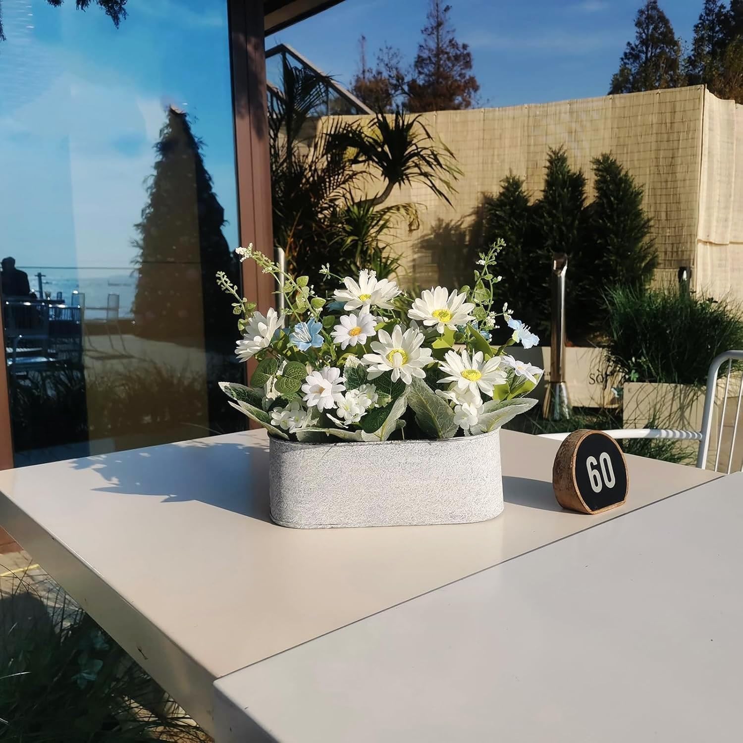 Floral Centerpieces for Tables, 12 Inch Small Artificial Flowers in Metal Pot…