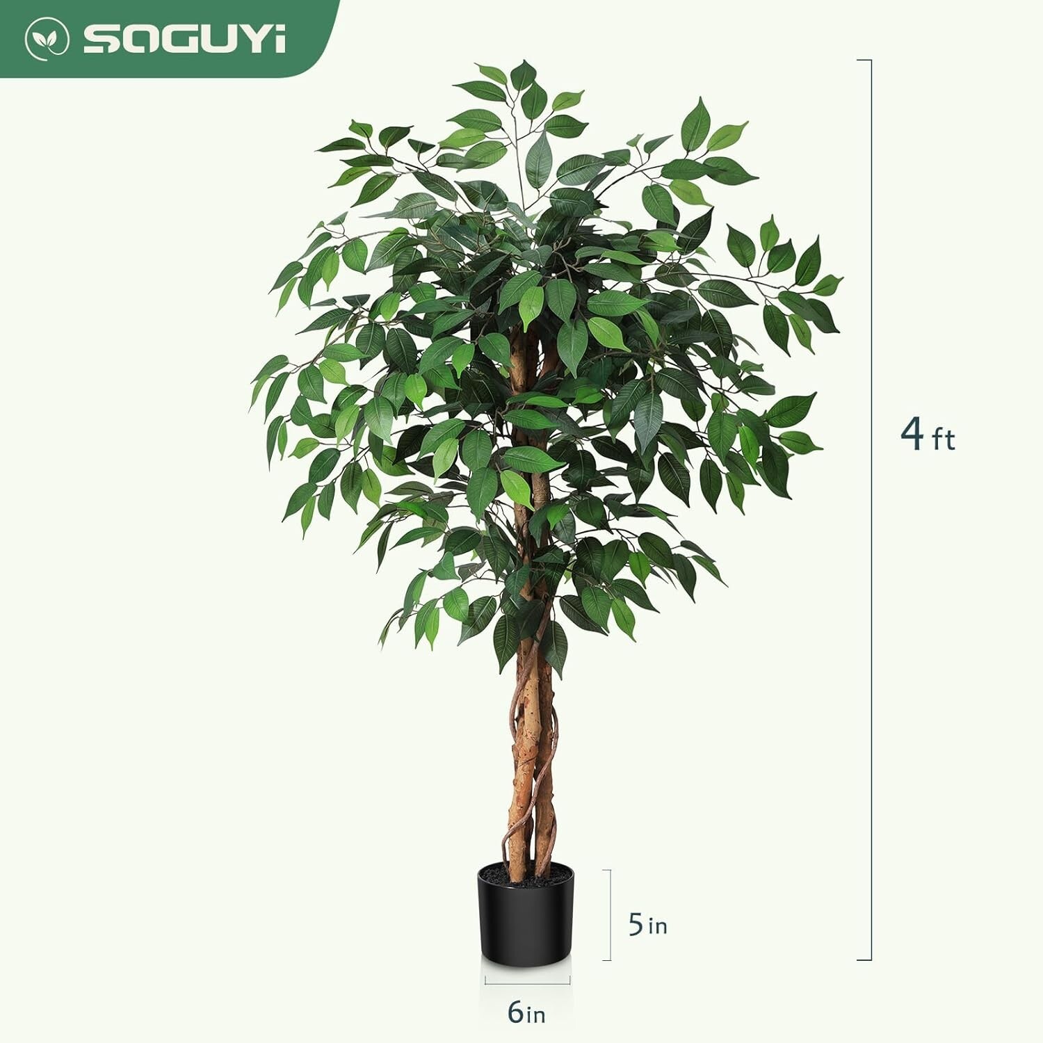 Versatile Lifelike Ficus Tree – 48in Indoor/Outdoor Faux Plant for All Seasons