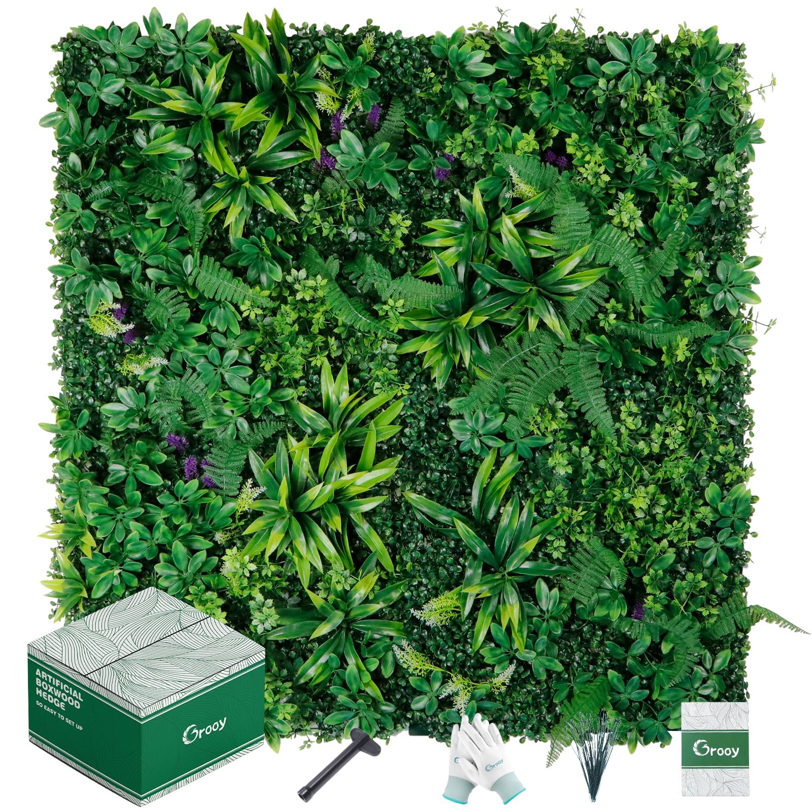 Artificial Boxwood Panels, 12pcs Grass Wall Panels 20″x20″(33.33sq.ft), Priva…