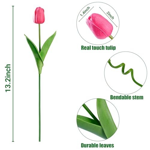 15 Pcs Real Touch Fake Tulips – Artificial Flowers for Wedding, Home, Party Deco