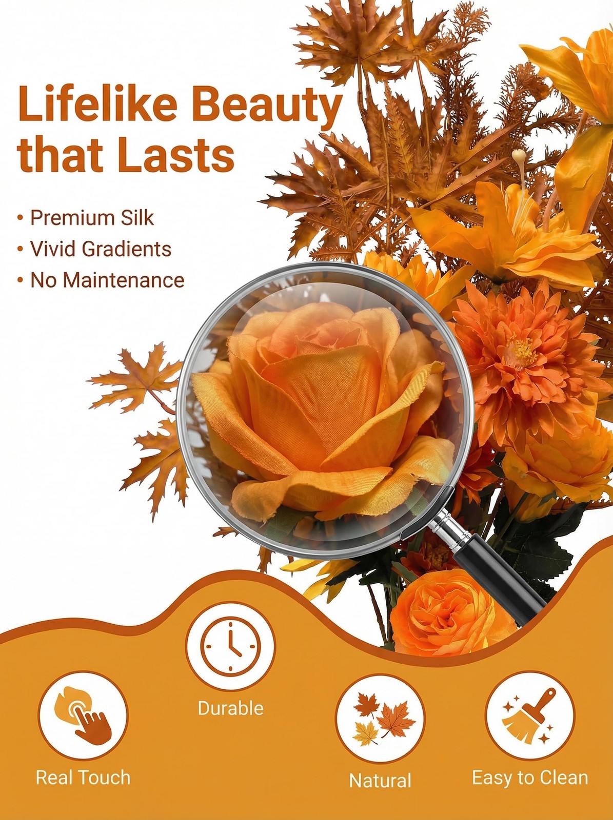 20-27 PCS Fall Flowers Bouquets Fake Silk Artificial Leaves Decor Centerpiece