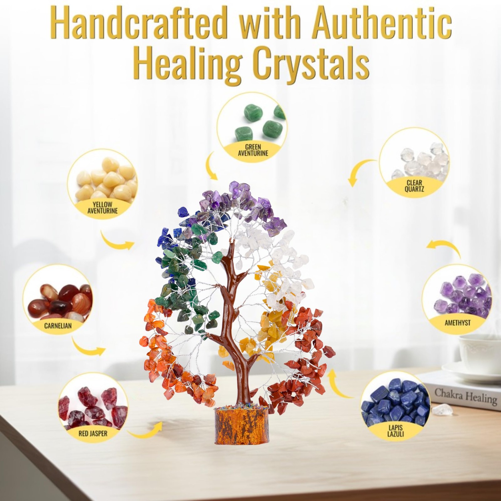 ANAYA AGATE 7 Chakra 10-12 Inches, Seven Silver Wire – (300 Beads)