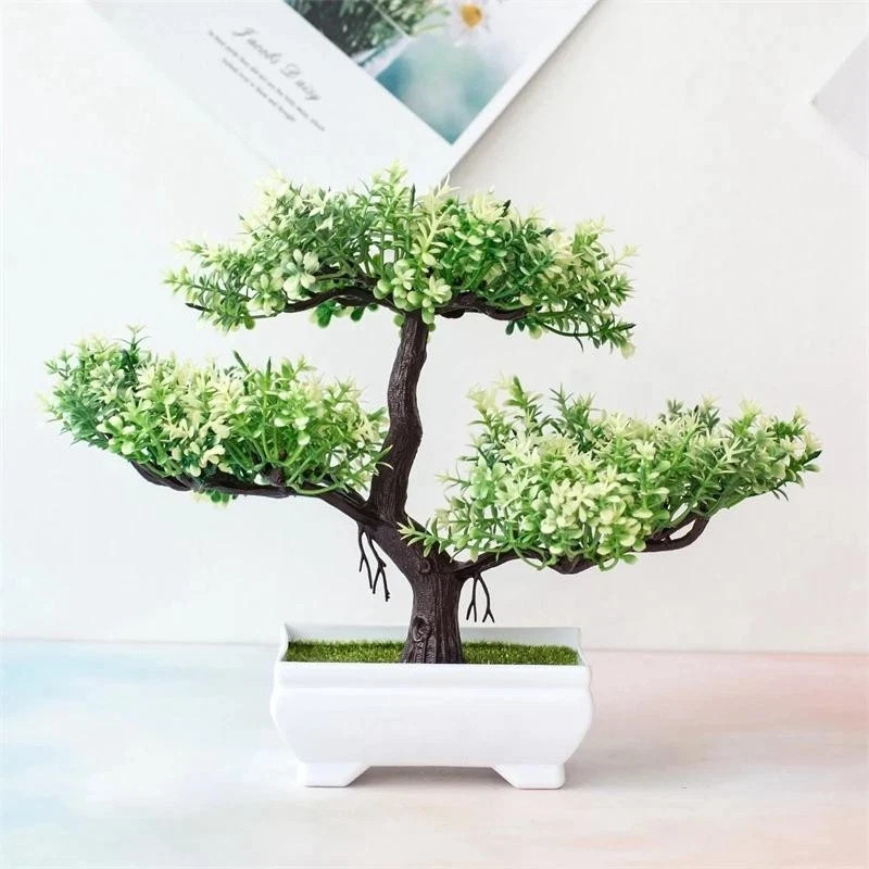 Artificial Bonsai Tree Small Potted Plant Fake Flowers Home Table Decor Gift