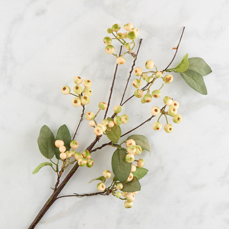 Lot of 2 Cream Artificial Hypericum Berry Floral Spraya