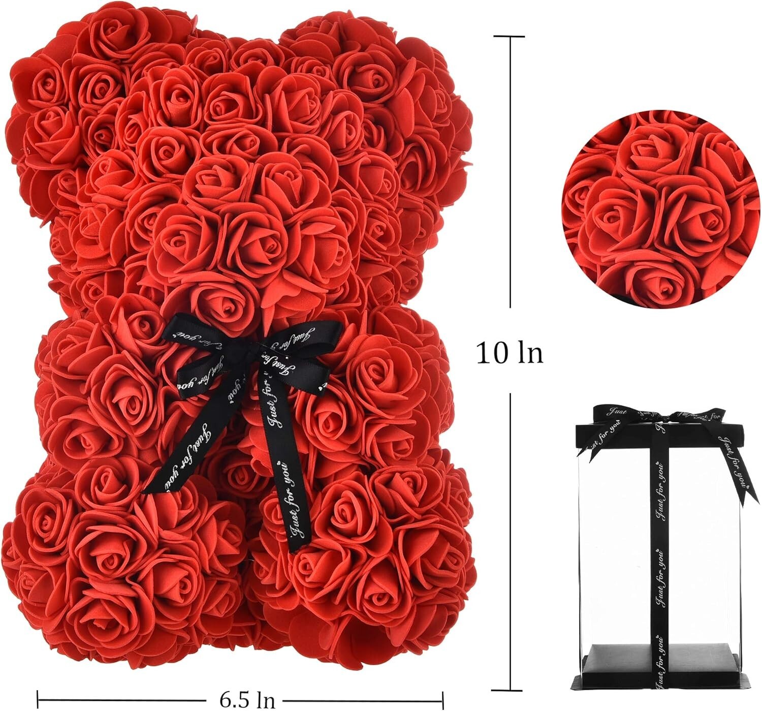 Lovely Big Red Rose Flower Bear Toys Ornaments Gifts