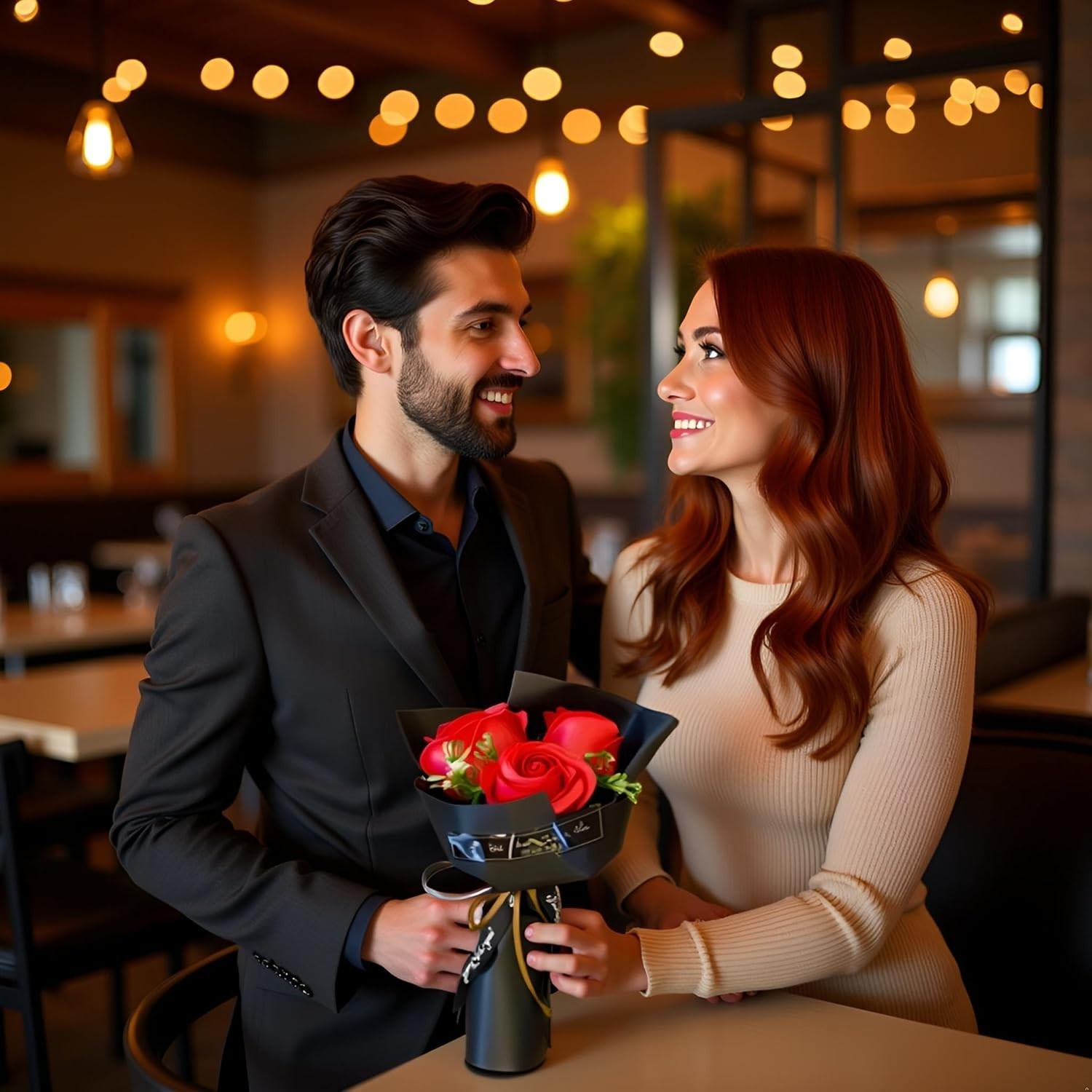Lifelike 3-Head Red Rose Bouquet – Long-Lasting Gift for Valentine’s Day & More