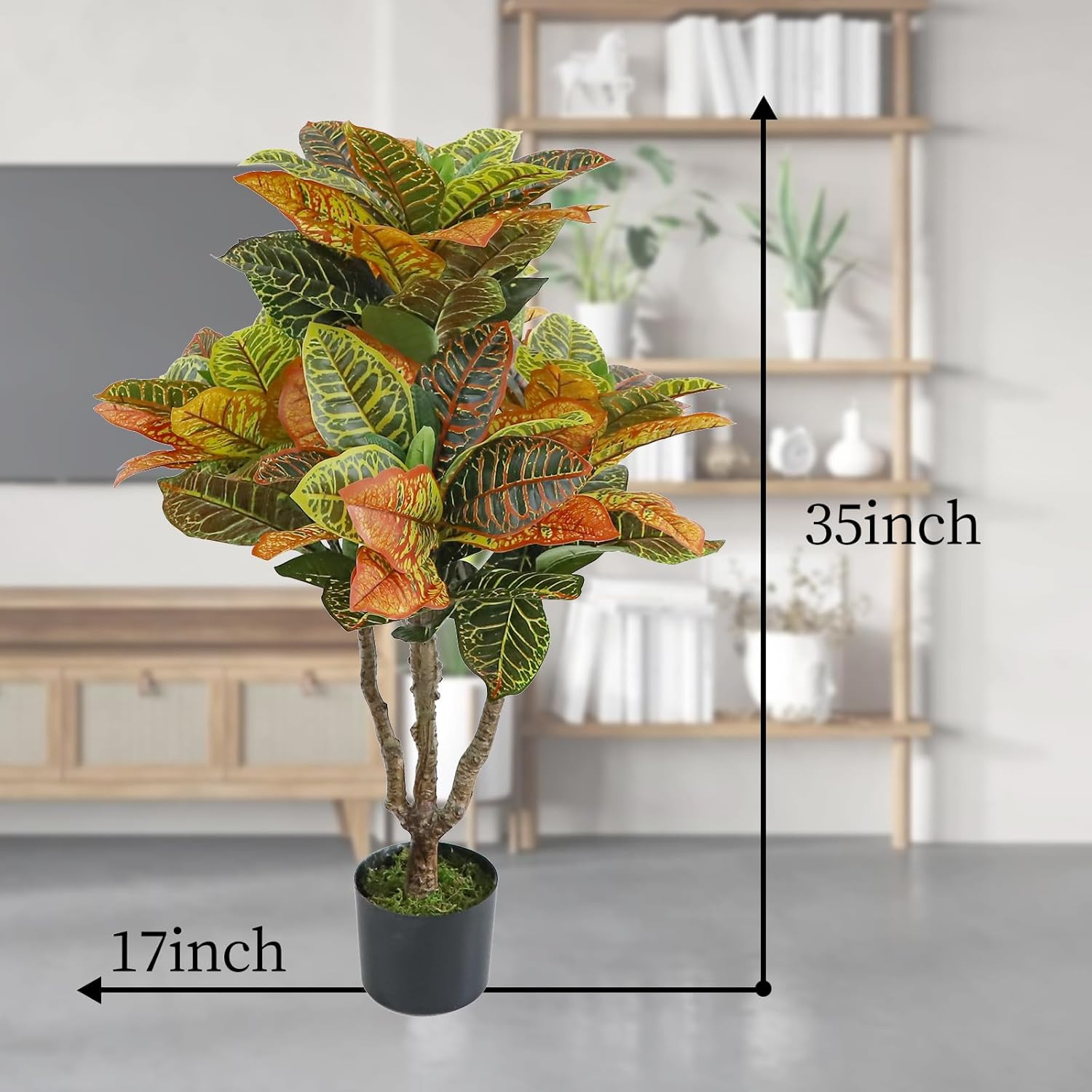 2PCS 35″ Faux Fiddle Leaf Fig Trees for Home Decor & Front Porch Plants