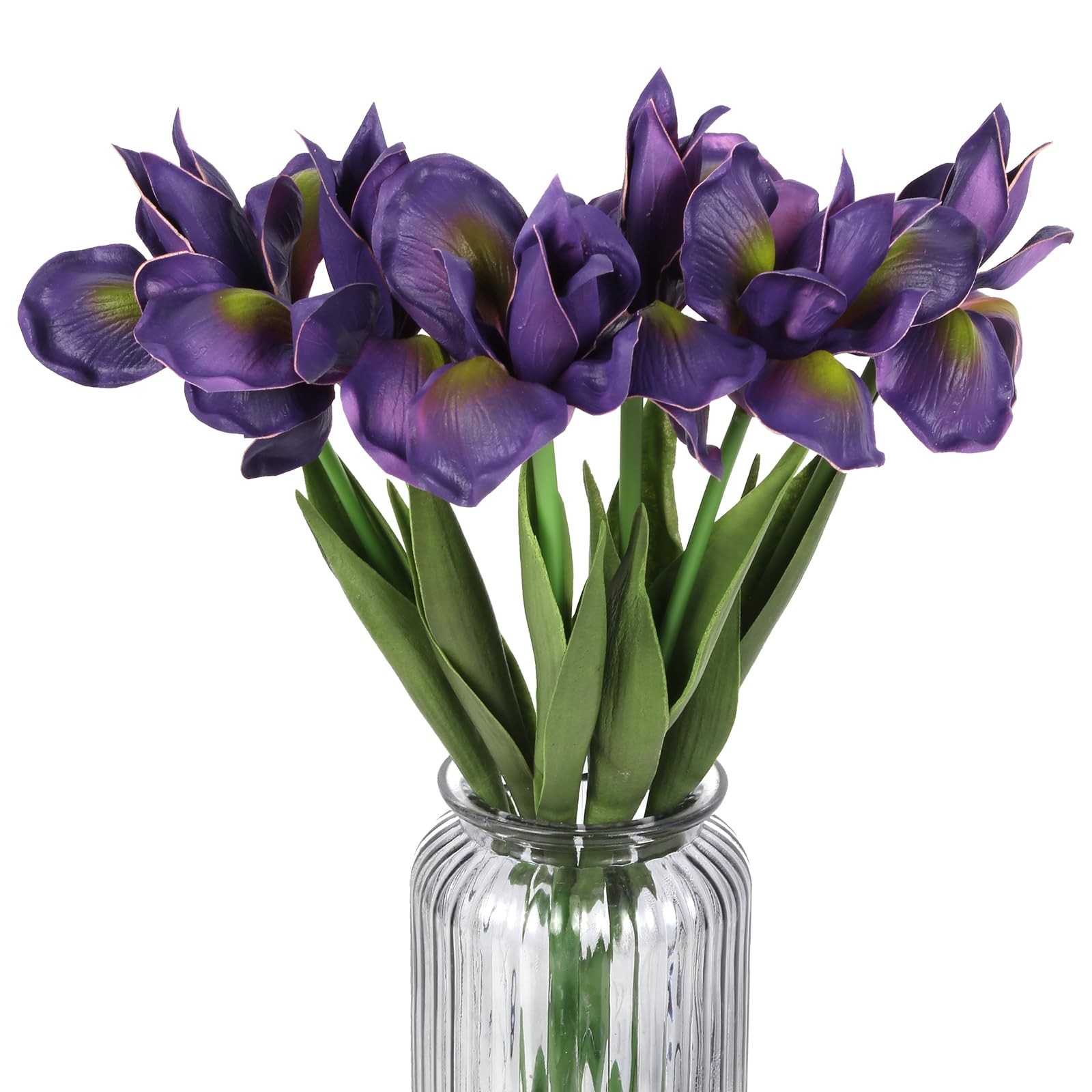 Purple Iris Flowers Real Touch 6 PCS Iris Artificial Flowers 18.9 in Long Ste…