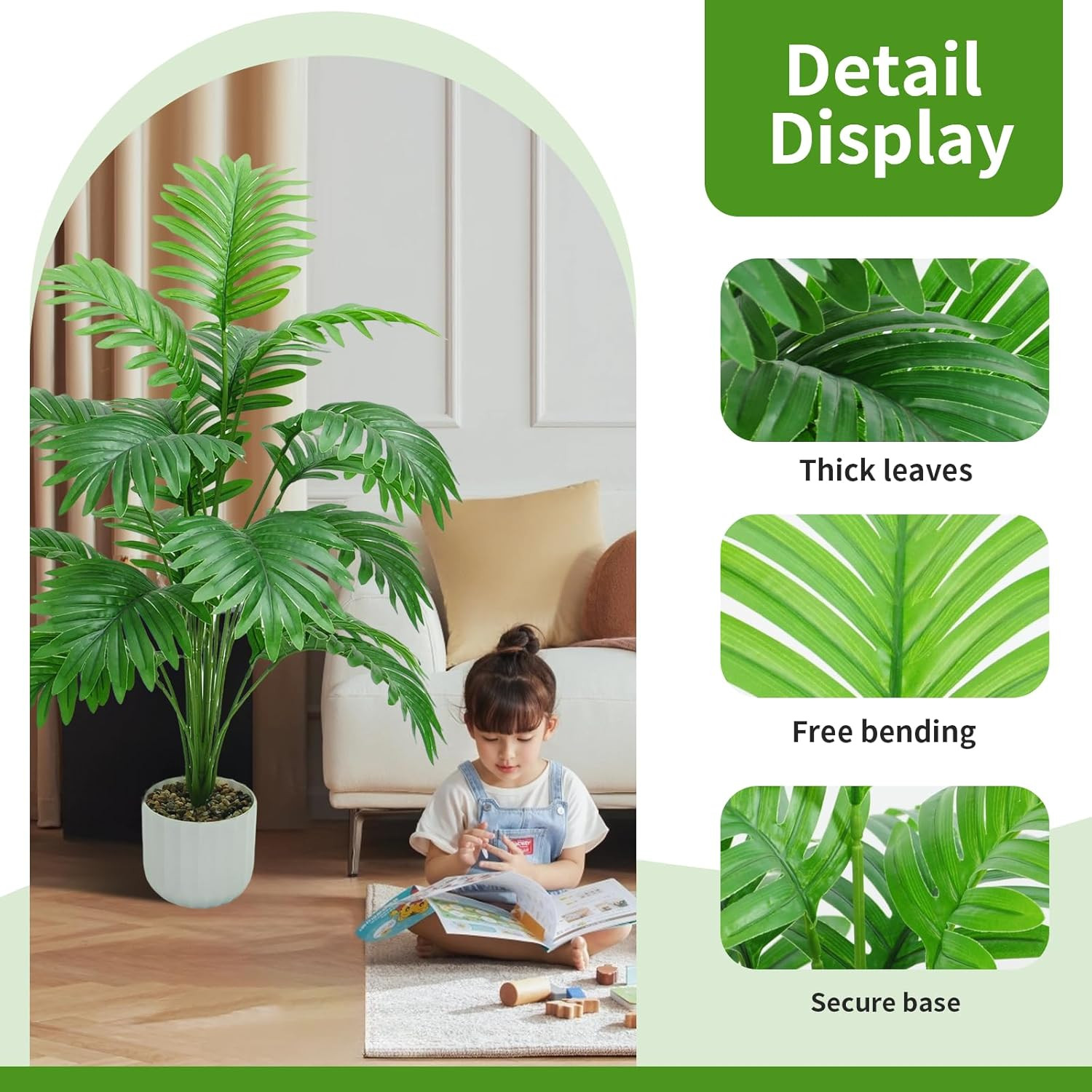 28“ Fake Plant Large Artificial Plam Tree for Indoor Room Decor,Faux Potted Plan