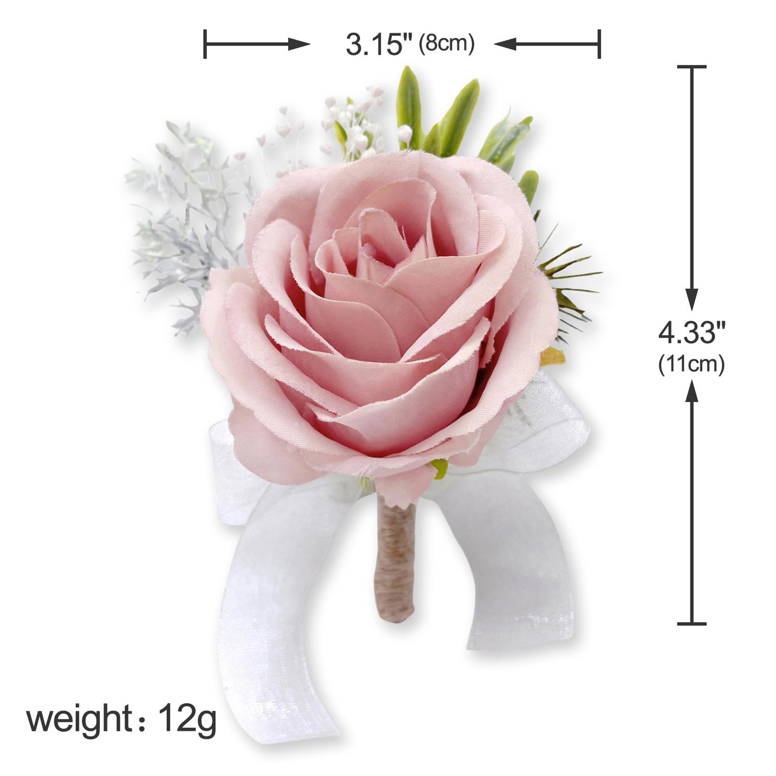 Set of 2 Pink Rose Boutonnieres for Men Groom Ceremony Corsage with Pin Artif…