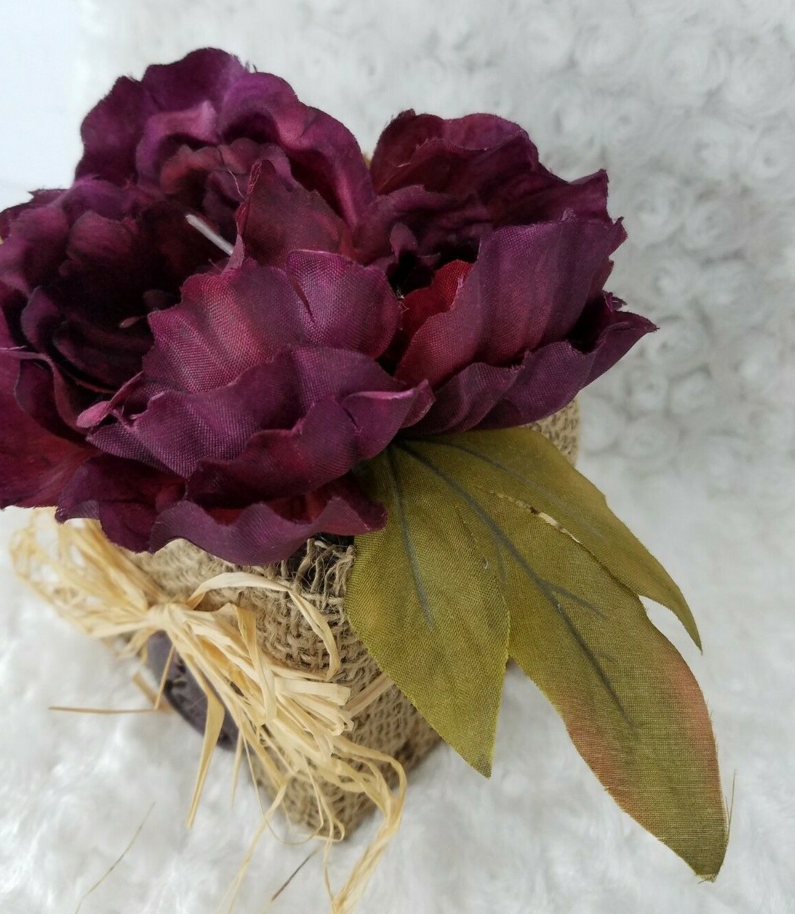 Burlap Square with a Large Purple Flower Home Décor Rustic Chic Mom Gift 195
