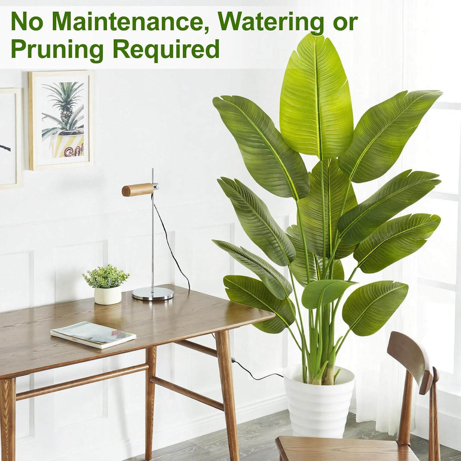 Lifelike Bird of Paradise Artificial Plant,5Ft Faux Banana Leaf Tree with 12 Tr
