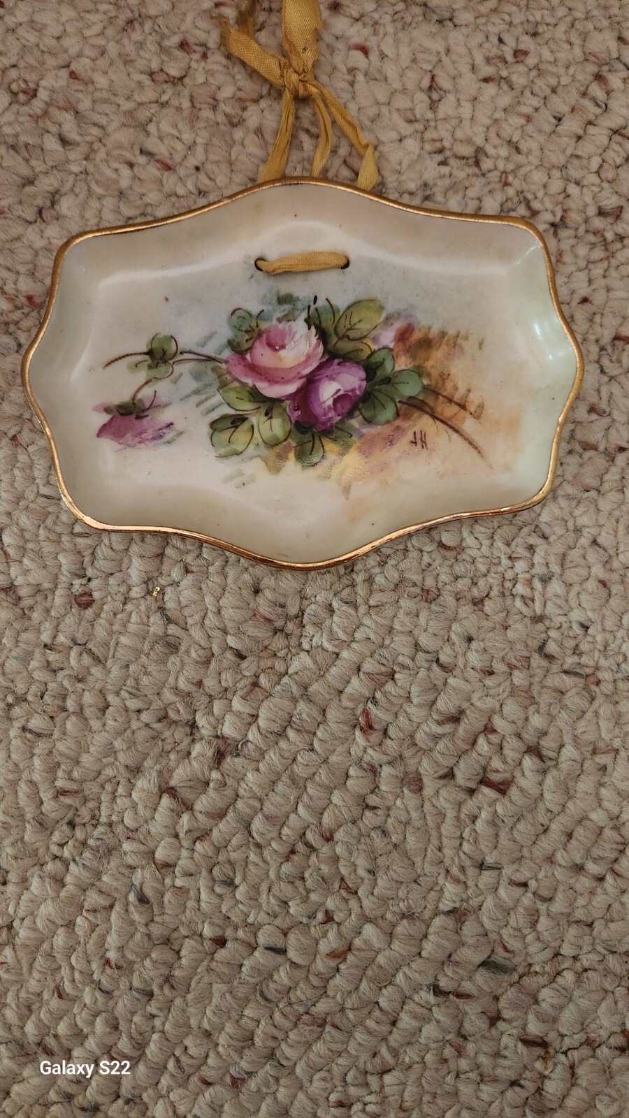 Beautiful Hand Painted Weisley China “Rose” Flower For June Small Plaque!